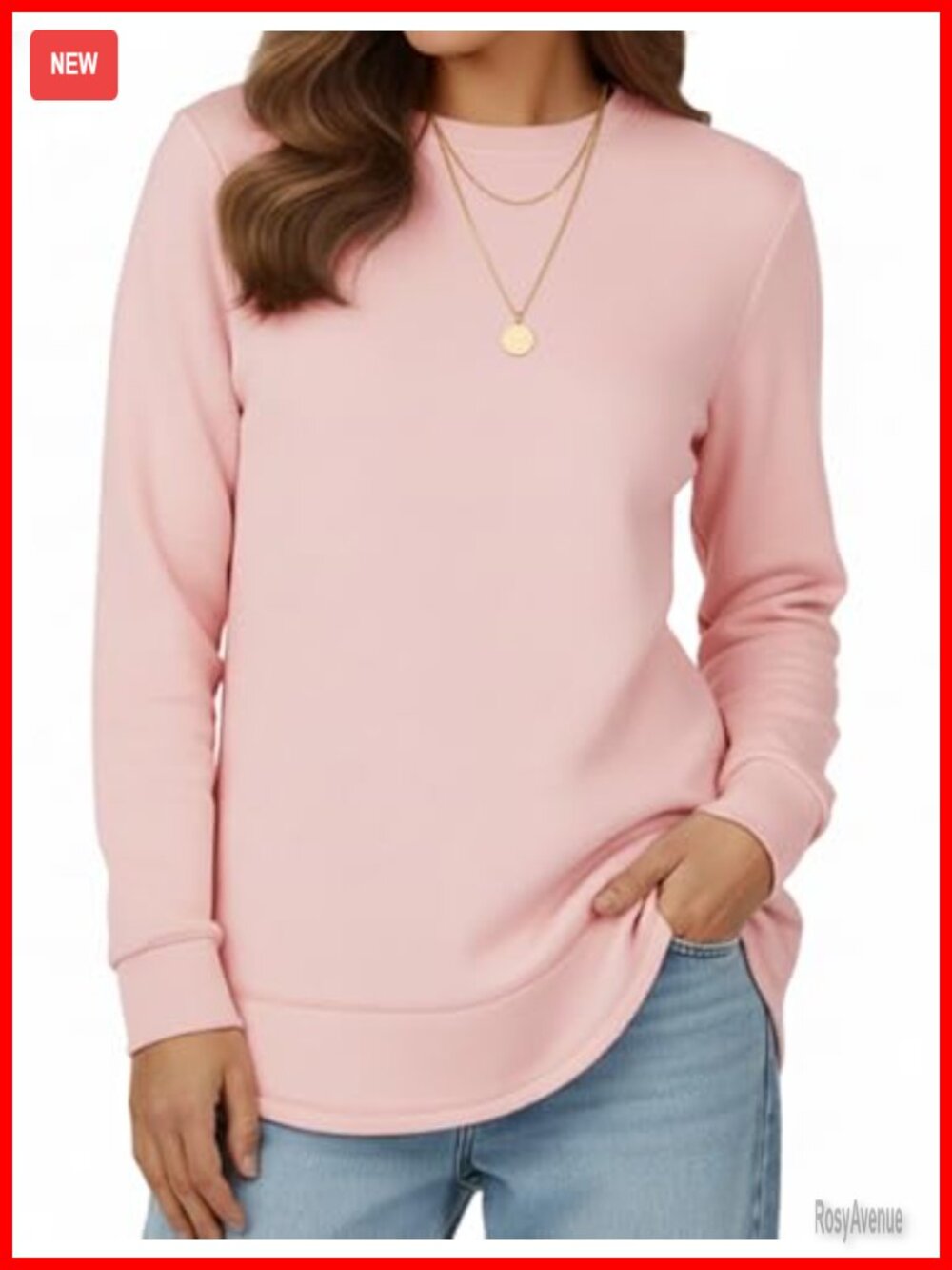 Women's Crewneck Sweatshirt Long Sleeve Loose Fit Tunic Pullover